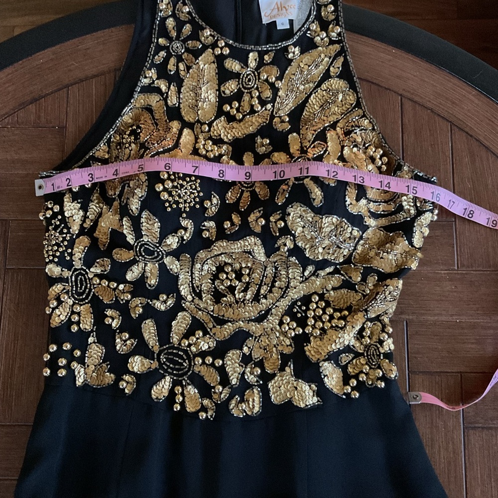 Vintage Alyce Designs Black and Gold Embellished Evening Gown - Picture 7 of 9